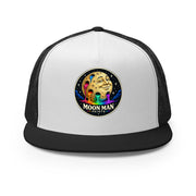 Paint Crater Trucker Hat — black white black front — repaired circular logo
