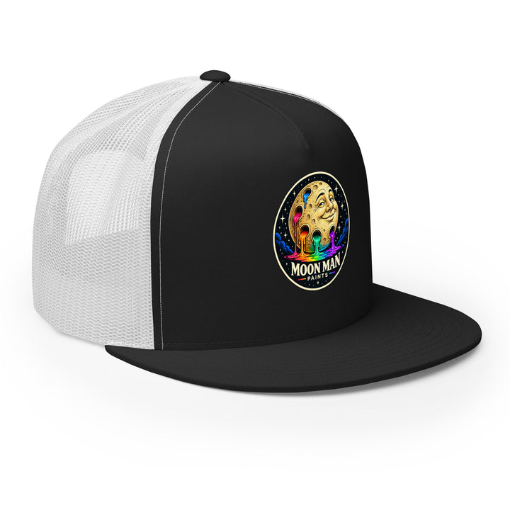 Paint Crater Trucker Hat — black white right front — repaired circular logo