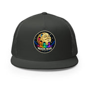 Paint Crater Trucker Hat — charcoal front — repaired circular logo