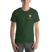 Moon Man Paints Original Logo — Unisex Premium Tee — Forest — front view on man model