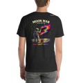 Dare. Create. Inspire. — The Cosmic Painter Tee — Black Heather — back view on man model
