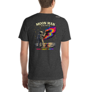 Dare. Create. Inspire. — The Cosmic Painter Tee — Dark Grey Heather — back view on man model
