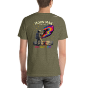 Dare. Create. Inspire. — The Cosmic Painter Tee — Heather Olive — back view on man model