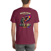 Dare. Create. Inspire. — The Cosmic Painter Tee — Maroon — back view on man model