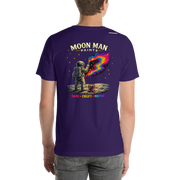 Dare. Create. Inspire. — The Cosmic Painter Tee — Team Purple — back view on man model