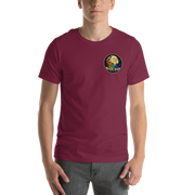 Flow. Create. Be. — Cosmic Flow Artist Series Tee — Maroon — front view on man model