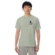 Moon Man Paints Paint Beyond Limits Heavyweight Tee — Light Colors — Bay — front view on man model