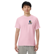 Moon Man Paints Paint Beyond Limits Heavyweight Tee — Light Colors — Blossom — front view on man model