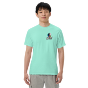 Moon Man Paints Paint Beyond Limits Heavyweight Tee — Light Colors — Chalky Mint — front view on man model