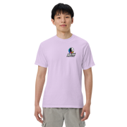 Moon Man Paints Paint Beyond Limits Heavyweight Tee — Light Colors — Orchid — front view on man model