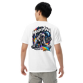 Moon Man Paints Paint Beyond Limits Heavyweight Tee — Light Colors — White — back view on man model
