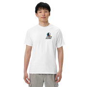 Moon Man Paints Paint Beyond Limits Heavyweight Tee — Light Colors — White — front view on man model