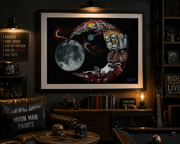 In Vein surreal moon and skull artwork — product view