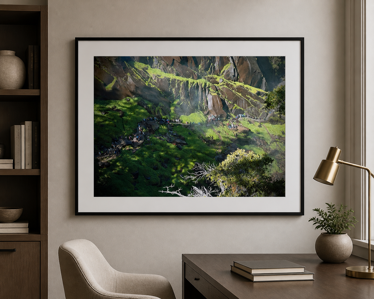 Mist Trail Light Yosemite — framed Somerset Velvet fine art print mockup