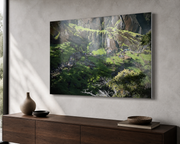 Mist Trail Light Yosemite — floating metal print mockup