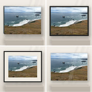 Fog Along the Pacific — Bodega Bay shown in canvas, black float framed canvas, black framed fine-art paper, and glossy white metal finishes.