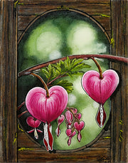 Heartwood Reverie bleeding-heart botanical artwork by Moon Man Paints