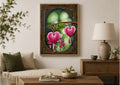 Heartwood Reverie botanical artwork in a natural oak canvas frame