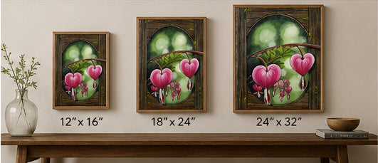 Heartwood Reverie — metal print size comparison