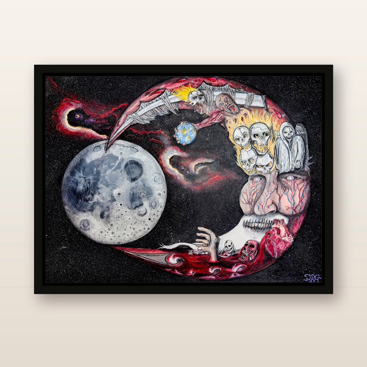 In Vein by Moon Man Paints — matte-black framed canvas mockup