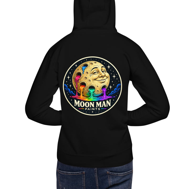 Moon Man Paints clean circular logo hoodie — Black — back view