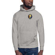 Moon Man Paints clean circular logo hoodie — carbon grey front