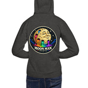 Moon Man Paints clean circular logo hoodie — charcoal heather back