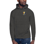 Moon Man Paints clean circular logo hoodie — charcoal heather front