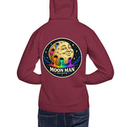Moon Man Paints clean circular logo hoodie — maroon back