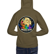 Moon Man Paints clean circular logo hoodie — military green back