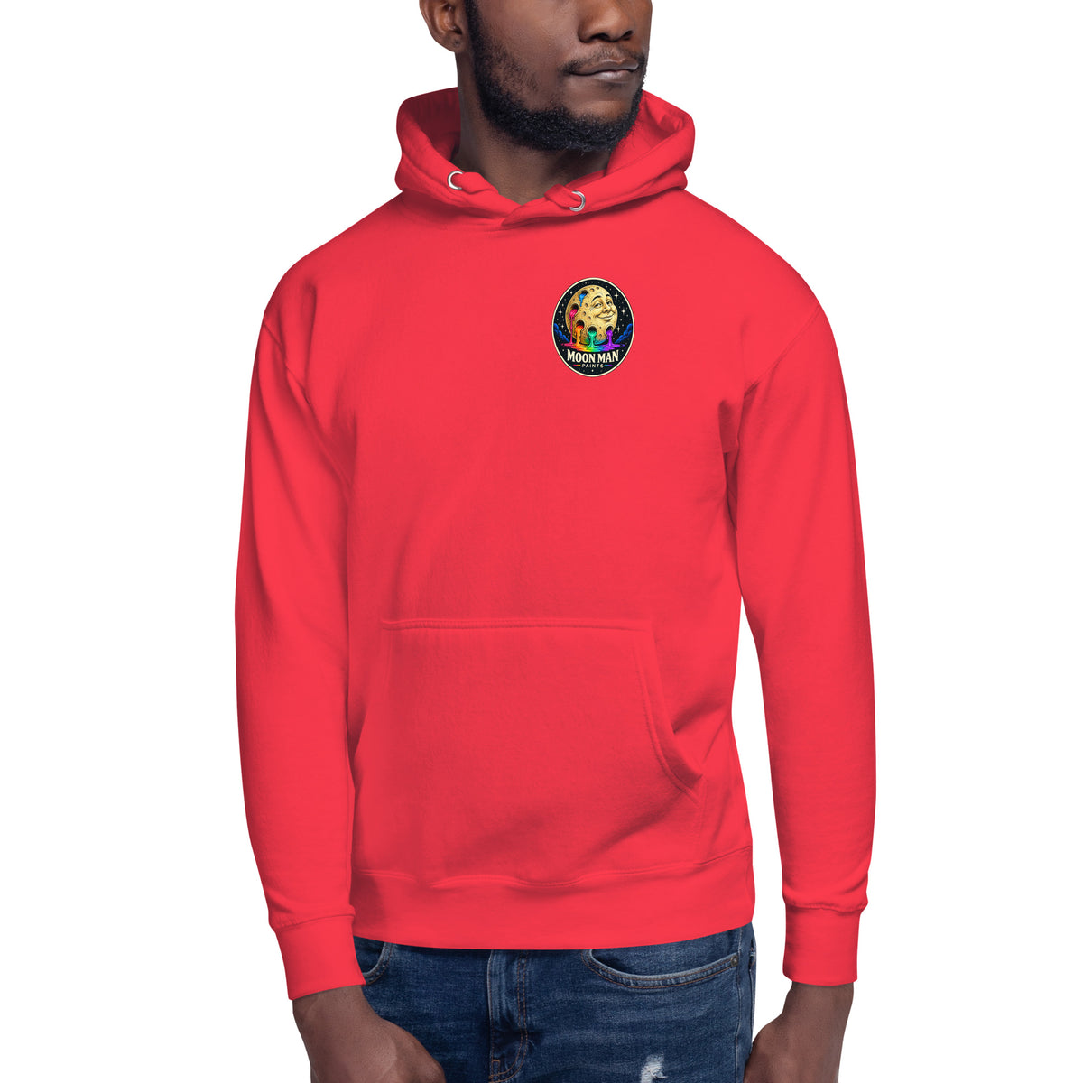 Moon Man Paints clean circular logo hoodie — team red front