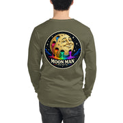 Moon Man Paints clean circular logo long sleeve tee — military green back