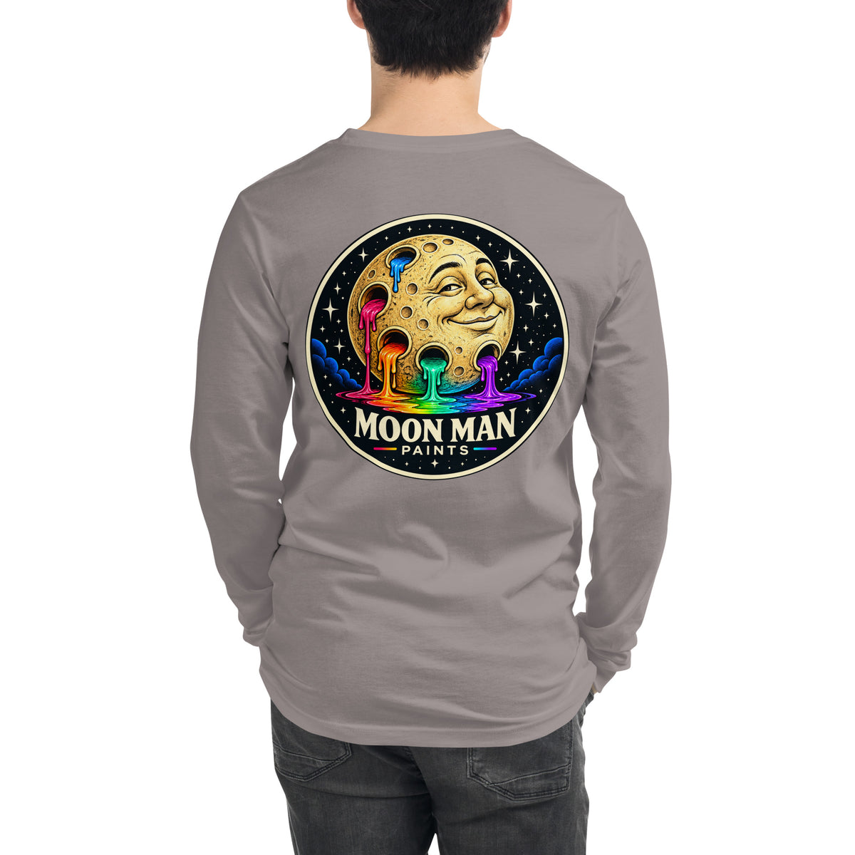 Moon Man Paints clean circular logo long sleeve tee — storm back