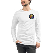 Moon Man Paints clean circular logo long sleeve tee — white front