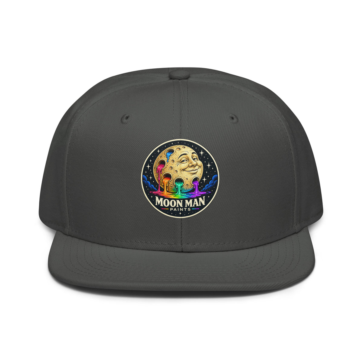Moon Man Paints Original Paint Crater snapback charcoal gray front view — updated product photo