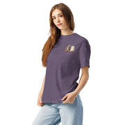 Bloom Through Every Season — Botanical Artist Series Tee in Grape, left front view