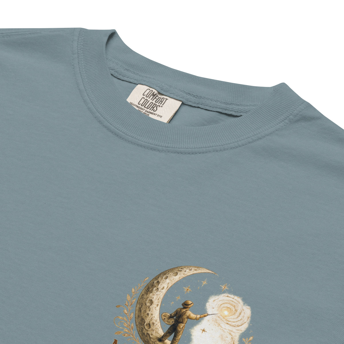 Bloom Through Every Season — Botanical Artist Series Tee in Ice Blue, detail close-up 2