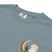 Bloom Through Every Season — Botanical Artist Series Tee in Ice Blue, detail close-up 2