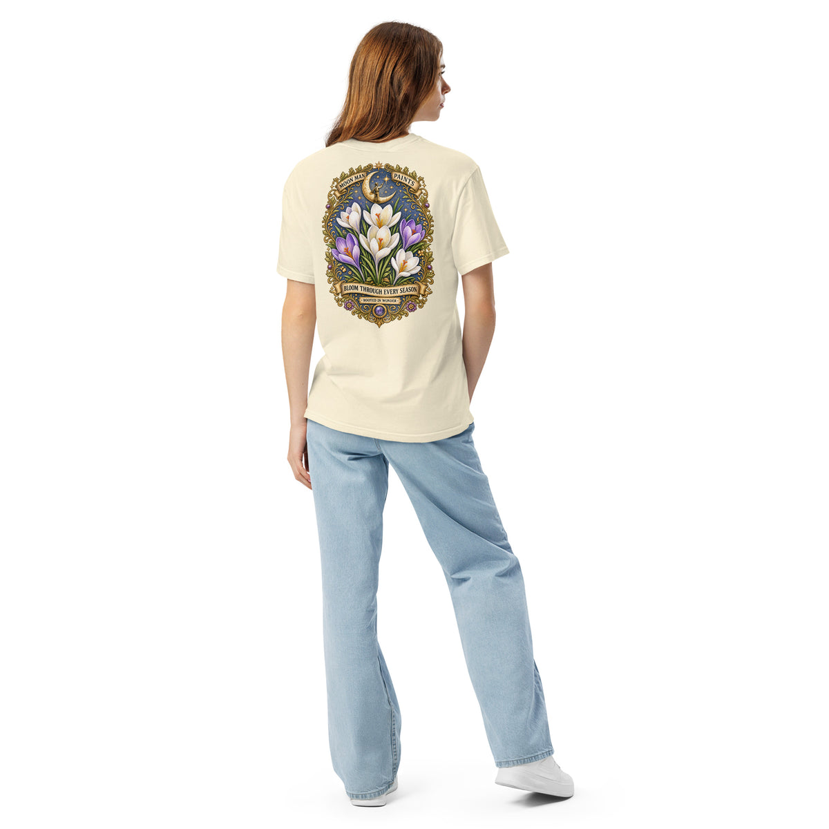 Bloom Through Every Season — Botanical Artist Series Tee in Ivory, back view