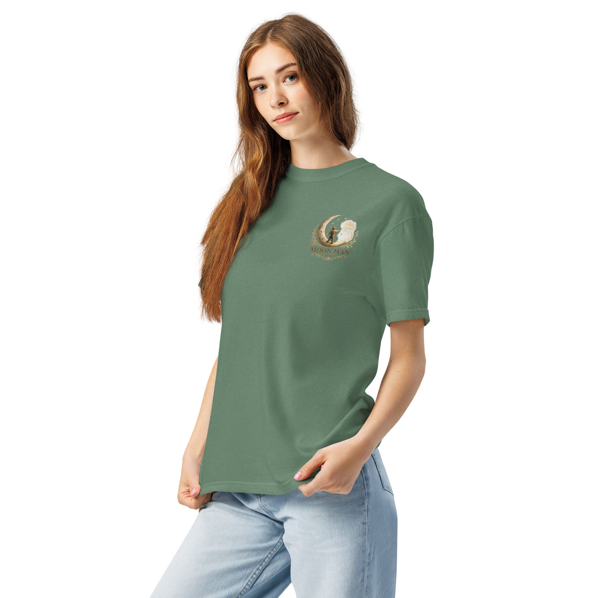 Bloom Through Every Season — Botanical Artist Series Tee in Light Green, left front view