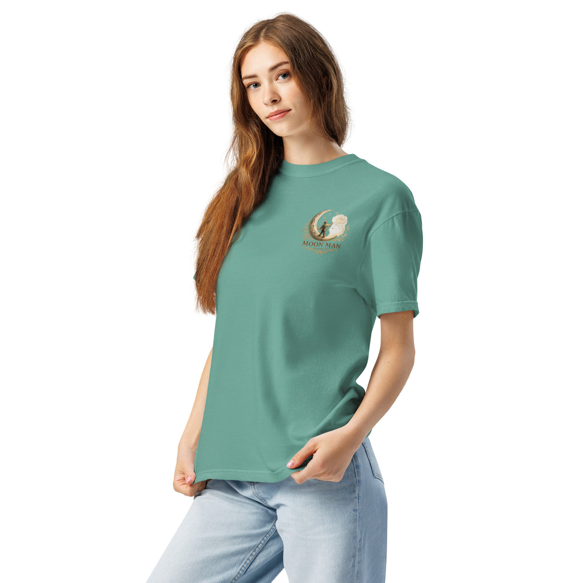 Bloom Through Every Season — Botanical Artist Series Tee in Seafoam, left front view