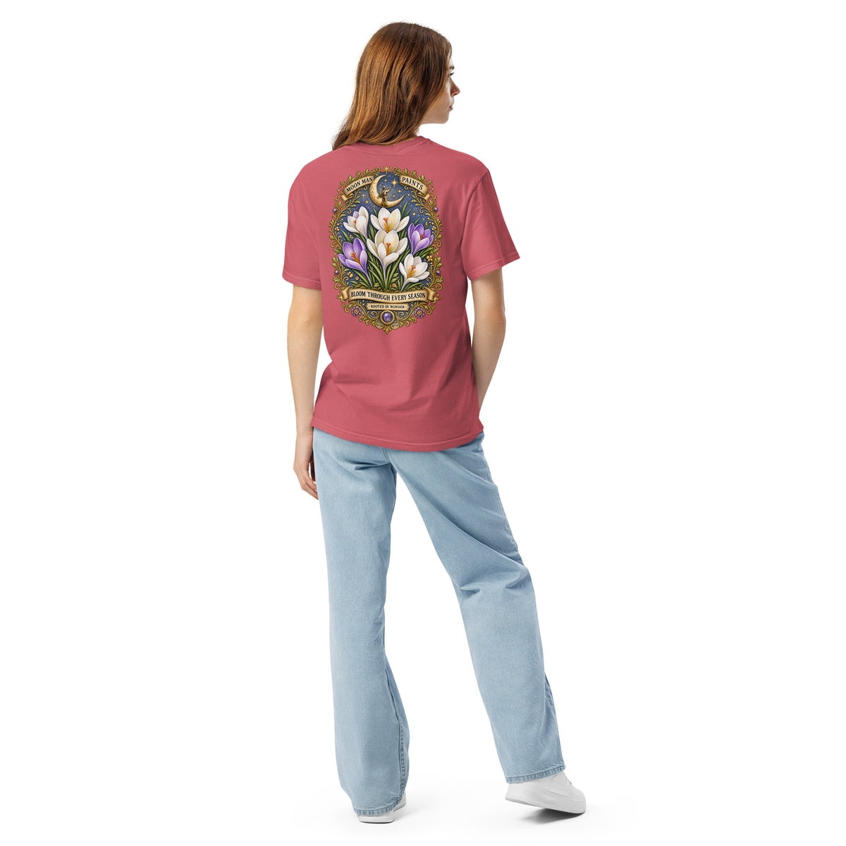 Bloom Through Every Season — Botanical Artist Series Tee in Watermelon, back view
