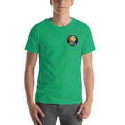 Cosmic Flow Artist Series Tee — heather kelly — front view with clean circular Moon Man logo