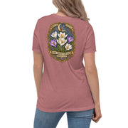Bloom Through Every Season — Women’s Crocus Relaxed Tee in Heather Mauve, back view
